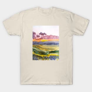 sunset field of wildflowers T-Shirt